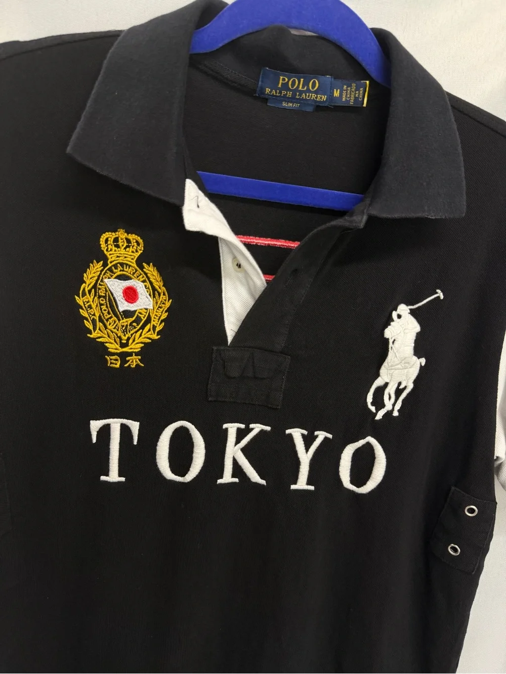 Polo Ralph Lauren Tokyo Big Pony Black Polo Unisex Shirt Y2K Streetwear Medium